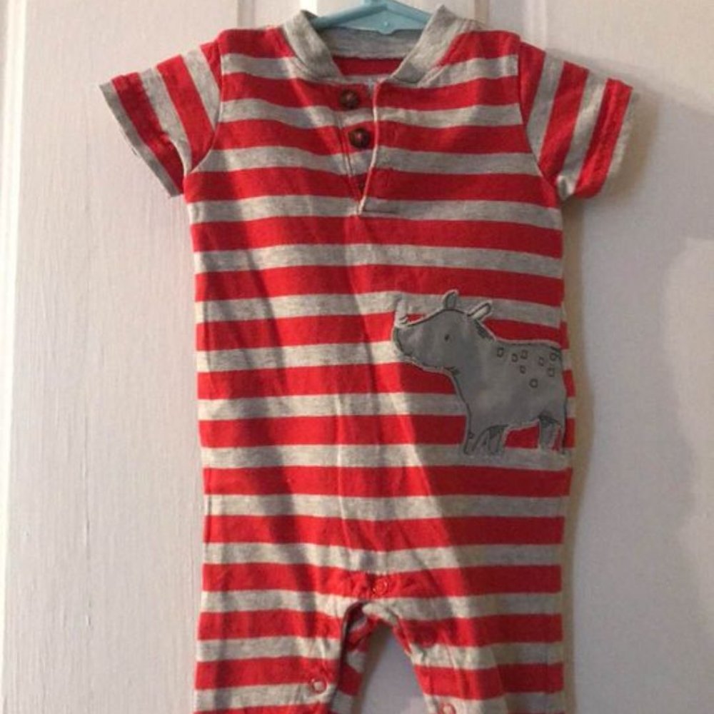 Child of mine Red and grey Rhino Onesie (3-6 months)